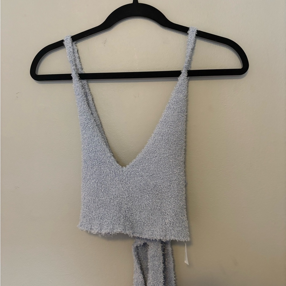 Cozy Knit Grey Crop Top and Pant Set